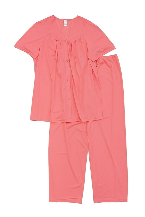 Lounge Womens Classic Peach Silky Soft Semi-Sheer Pajamas Sleep Set 2X