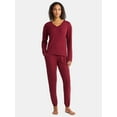 thumbnail image 1 of Lissome Women’s Soft Double Brushed Waffle Knit Long Sleeve V-yoke top and Jogger Pant Pajama Set , Sizes S-3X, 1 of 4