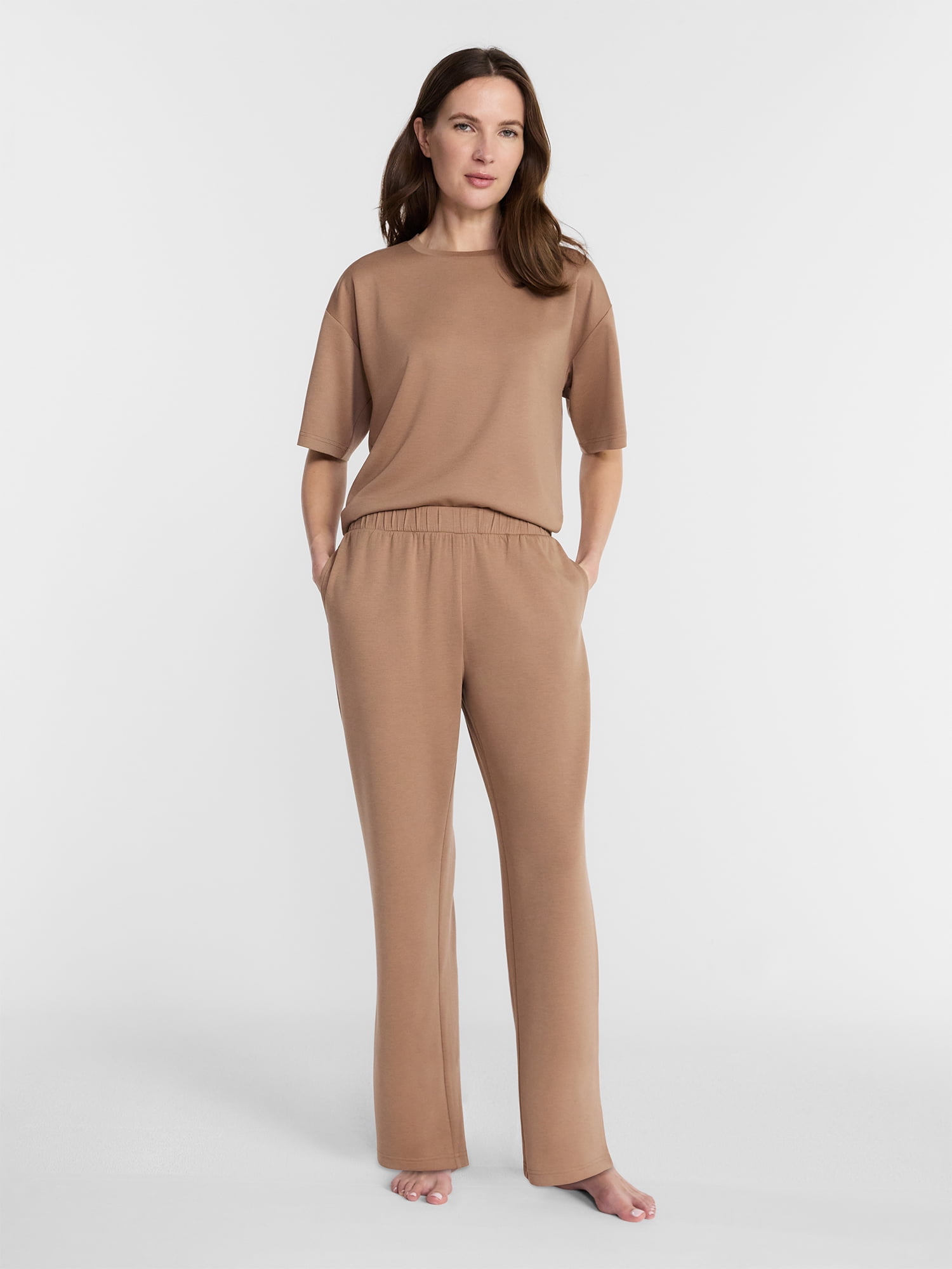 Lissome Women's Scuba Knit Lounge Set with Top and Pants, Sizes S-4X