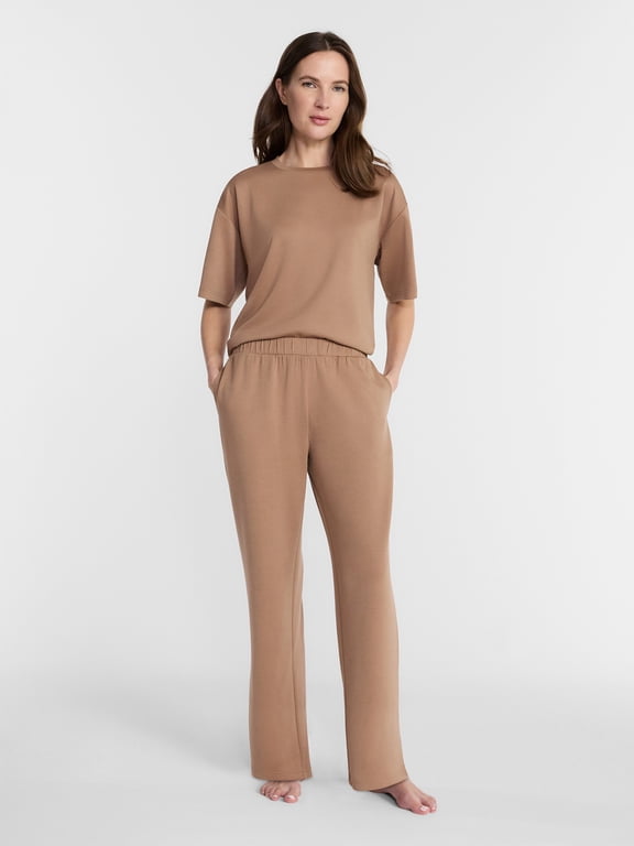 Women's Scuba Knit Top and Pants Lounge Set, 2-Piece, Sizes S-4X