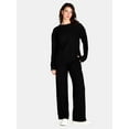 thumbnail image 1 of Lissome Women’s Soft Brushed Waffle Oversized Long Sleeve Top and Wide Leg Pant Lounge Set, 2-Piece, Sizes S-3X, 1 of 4