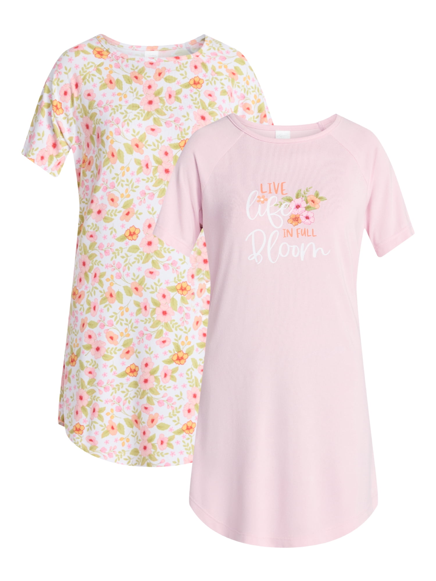Lissome Women's Hacci Sleep Shirts with Short Sleeves, 2-Pack, Sizes S-4X