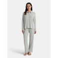 thumbnail image 1 of Lissome Women’s Soft Double Brushed Waffle Knit Notch Collar Long Sleeve Pajama Set , Sizes S-3X, 1 of 4