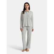 Lissome Women’s Soft Double Brushed Waffle Knit Notch Collar Long Sleeve Pajama Set , Sizes S-3X