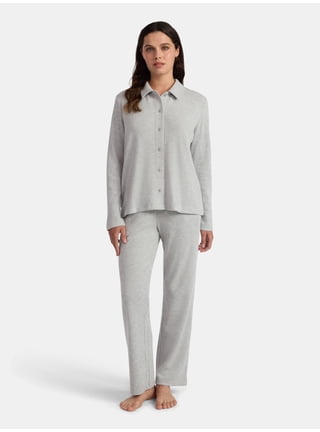 GOSO Women's Pyjama Set - Short Sleeve Top & Loose Pants, Soft Lounge Sleepwear, Grey