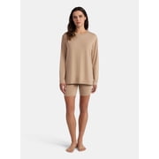 Women’s Super Soft Jersey Knit Long Sleeve Sleep Top and Shorts Pajama Set, 2-Piece, Sizes S-3X