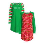 LISSOME Women’s Long Sleeve Hacci Sleep Shirt, 2-pack, Sizes S-4X