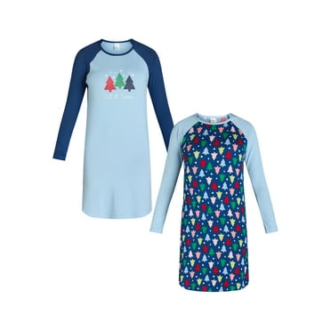 Lissome Women’s Long Sleeve Hacci Sleep Shirt, 2-pack, Sizes S-4X