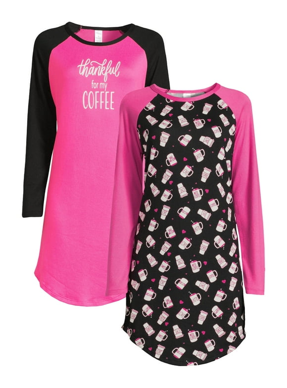 Women’s and Women’s Plus Ultra Soft Holiday Long Sleeve Printed Sleepshirt, 2-pack, Sizes S-4X
