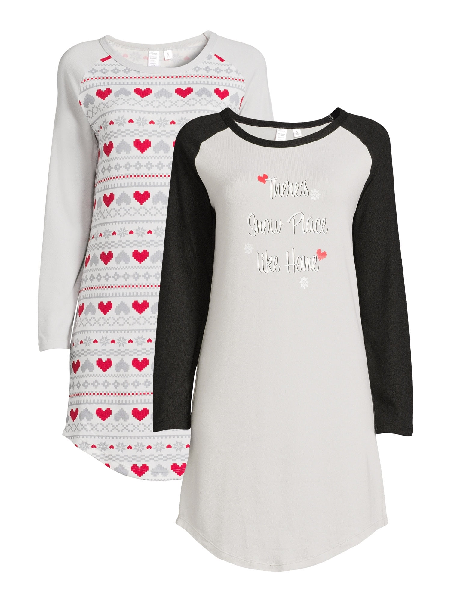 Lissome Women’s Long Sleeve Hacci Sleep Shirt, 2pack, Sizes S4X