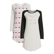 Lissome Women’s Long Sleeve Sleep Shirt, 2-pack, Sizes S-4X