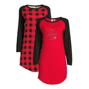 Lissome Women’s Long Sleeve Sleep Shirt, 2-pack, Sizes S-4X