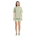 thumbnail image 1 of Lissome Women's Oversize Hacci Ribbed Tee and Bike Shorts Lounge Set, 2-Piece, Sizes S-4X, 1 of 5