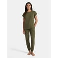thumbnail image 1 of Lissome Women’s Super Soft Jersey Knit Dolman Sleep Top and Jogger Pants Pajama Set, 2-Piece, Sizes S-3X, 1 of 4