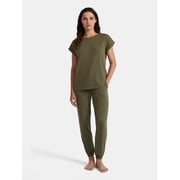 Lissome Women’s Super Soft Jersey Knit Dolman Sleep Top and Jogger Pants Pajama Set, 2-Piece, Sizes S-3X