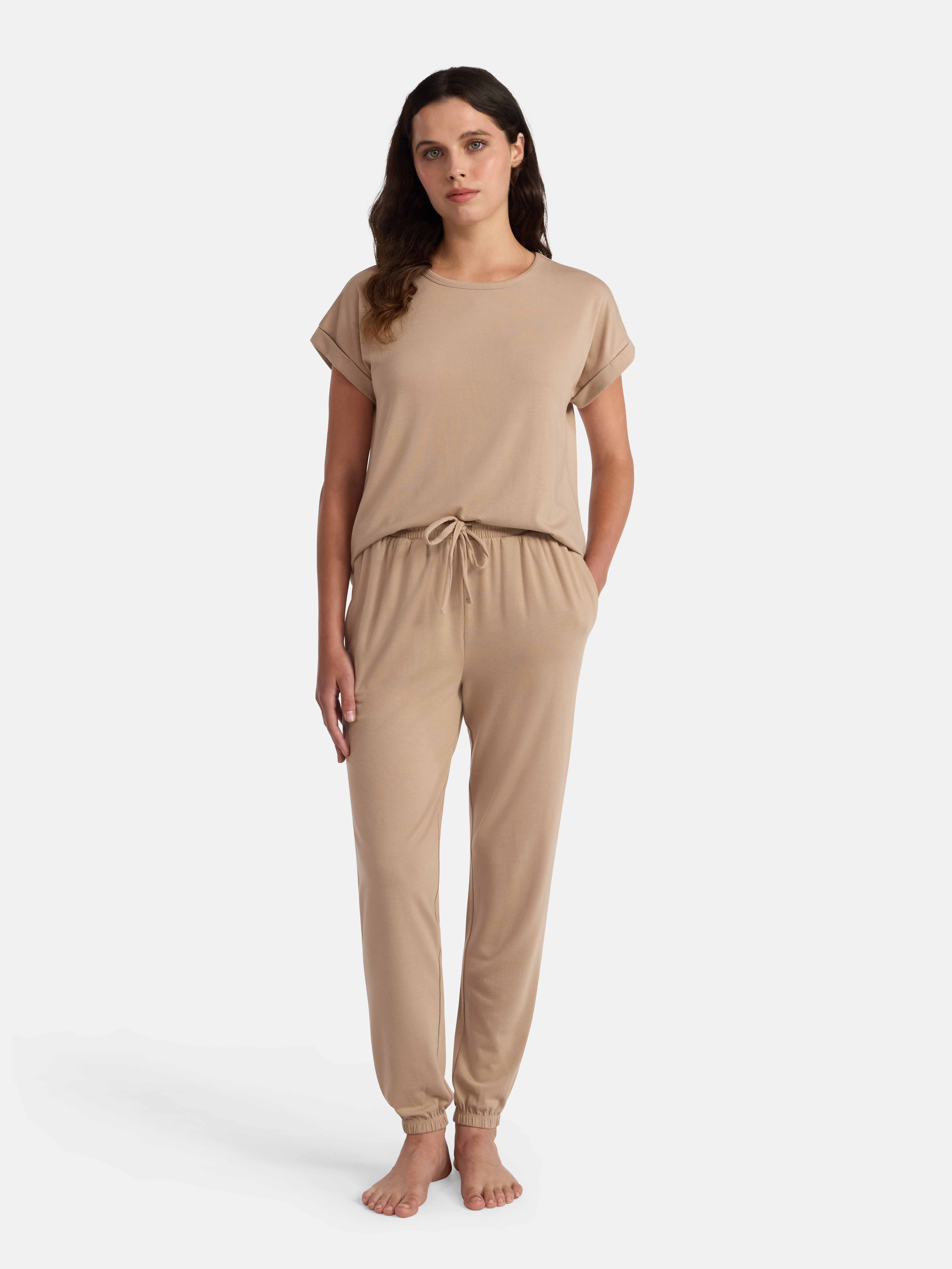 Lissome Women’s Super Soft Jersey Knit Dolman Sleep Top and Jogger Pants Pajama Set, 2-Piece, Sizes S-3X