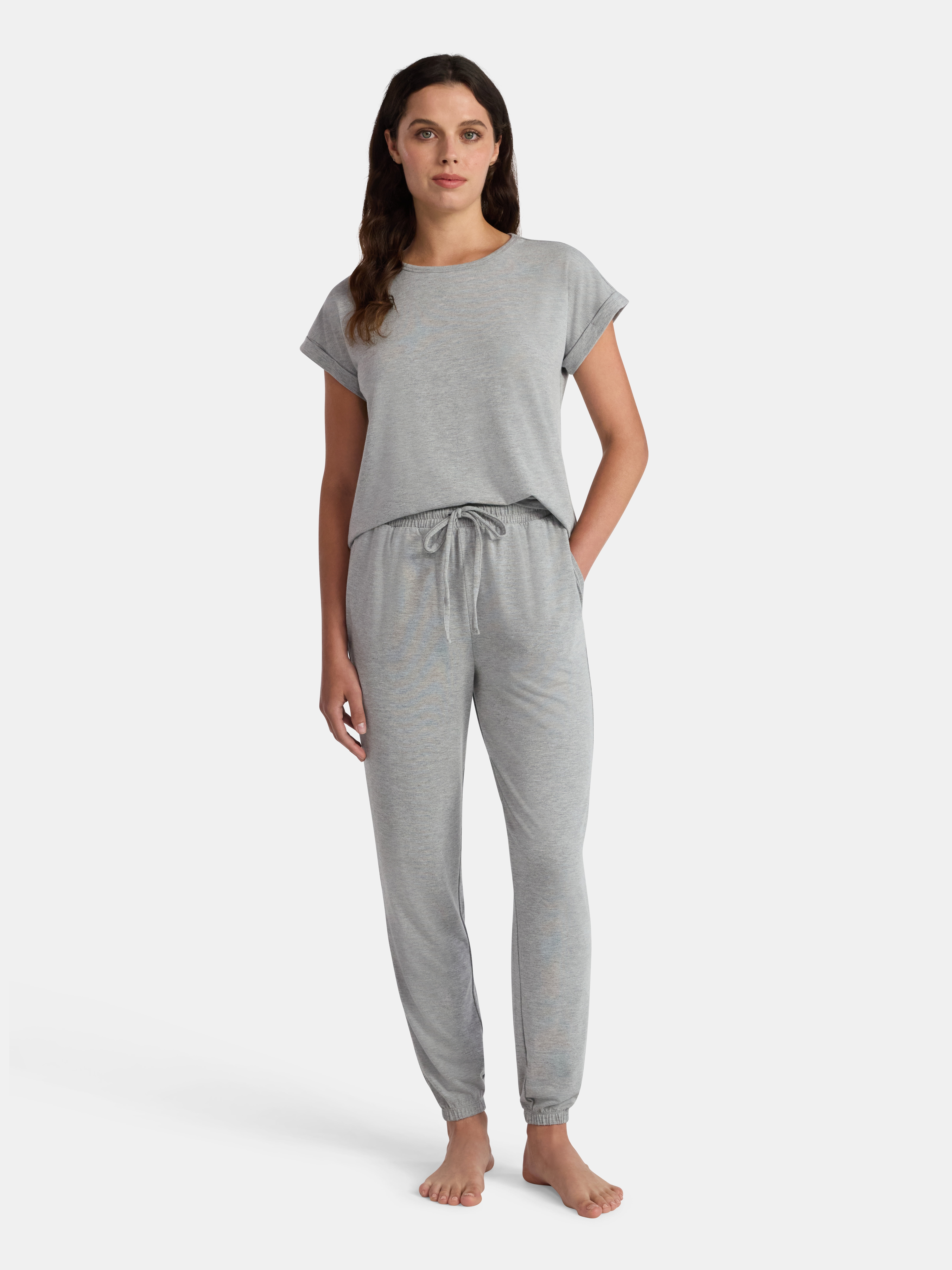Lissome Women’s Super Soft Jersey Knit Dolman Sleep Top and Jogger Pants Pajama Set, 2-Piece, Sizes S-3X