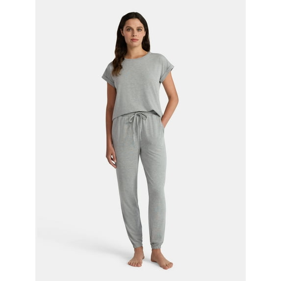 Lissome Women’s Super Soft Jersey Knit Dolman Sleep Top and Jogger Pants Pajama Set, 2-Piece, Sizes S-3X