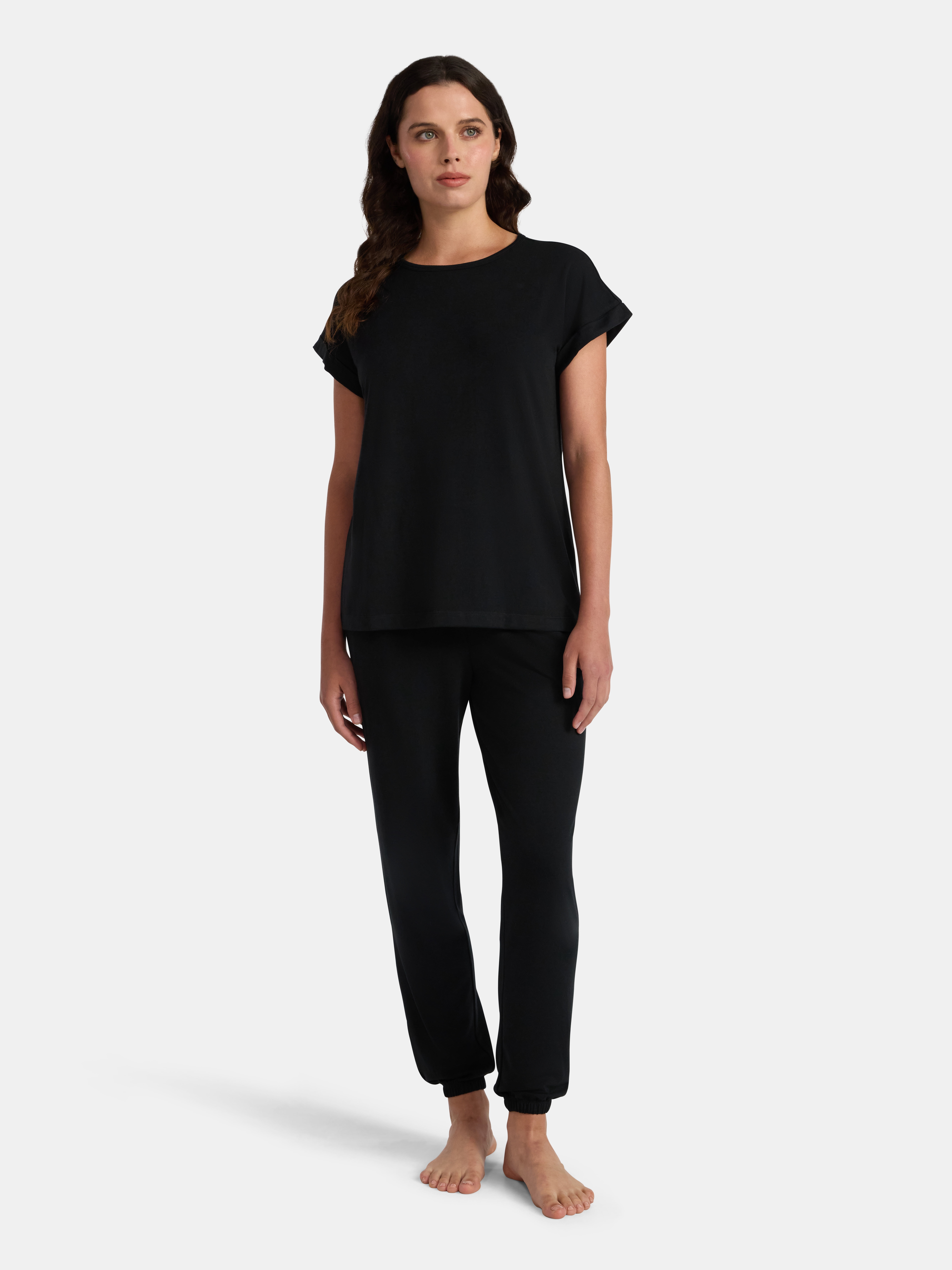 Lissome Women’s Super Soft Jersey Knit Dolman Sleep Top and Jogger Pants Pajama Set, 2-Piece, Sizes S-3X