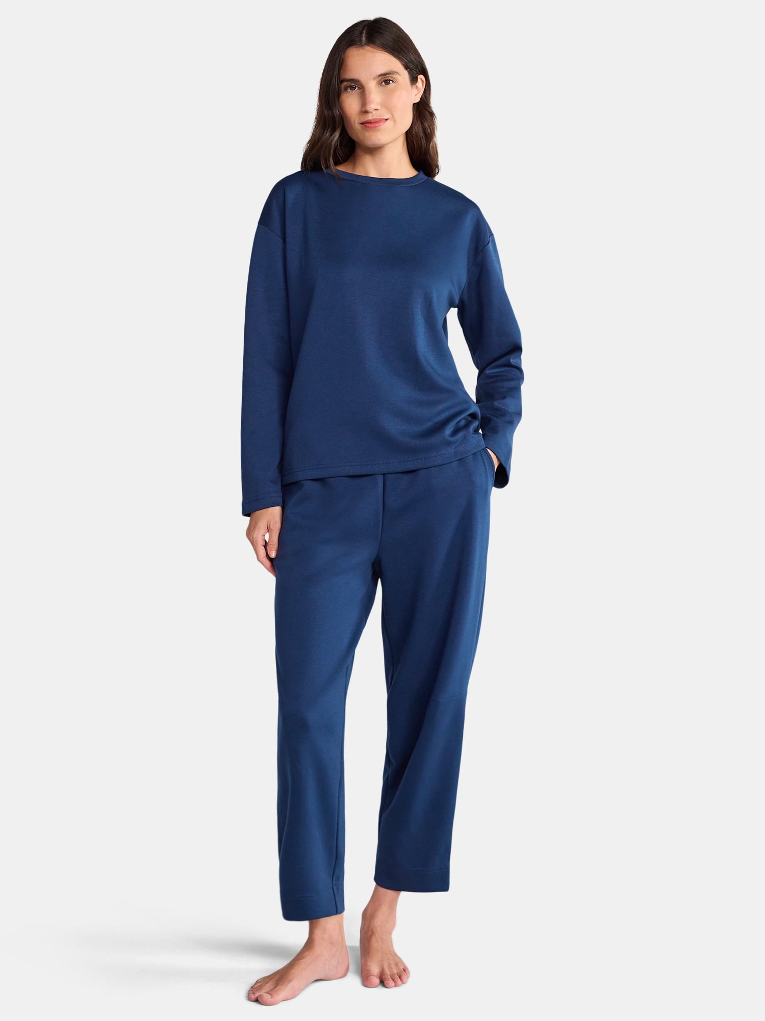 Lissome Women's Luxe Scuba Knit Top and Pants Pajama Set, 2-Piece, Sizes S-3X