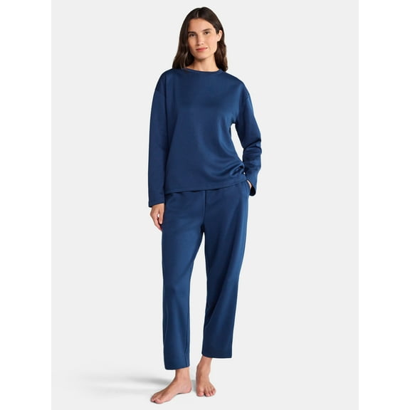 Lissome Women's Luxe Scuba Knit Top and Pants Pajama Set, 2-Piece, Sizes S-3X