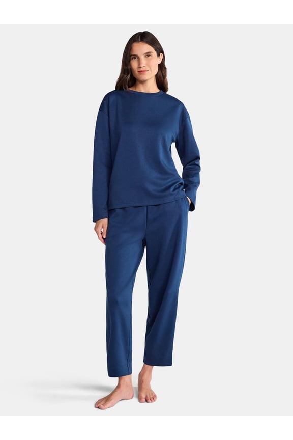 Women's Luxe Scuba Knit Top and Pants Pajama Set, 2-Piece, Sizes S-3X