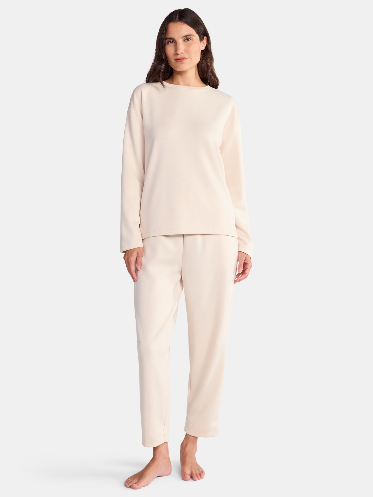Lissome Women's Luxe Scuba Knit Top and Pants Pajama Set, 2-Piece, Sizes S-3X