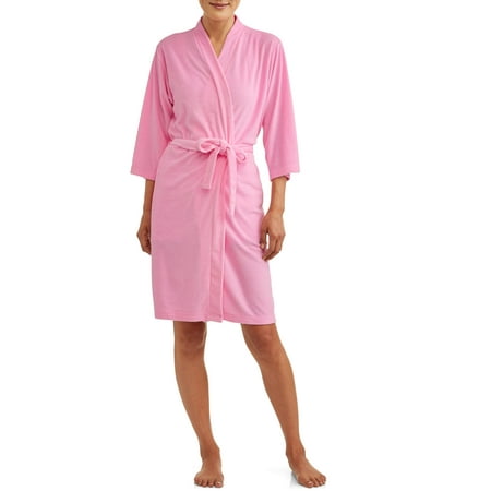 Lissome Women's & Women's Plus 3/4" Sleeve Terry Belted Robe