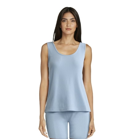 Lissome Women's and Women’s Plus Hacci Knit Ribbed Tank Top and Bike Shorts Lounge Set, 2-Piece, Sizes S-4X