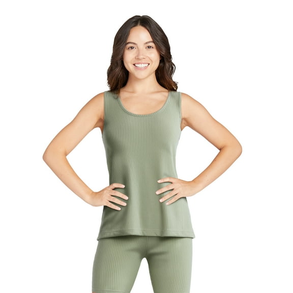 Lissome Women's and Women’s Plus Hacci Knit Ribbed Tank Top and Bike Shorts Lounge Set, 2-Piece, Sizes S-4X