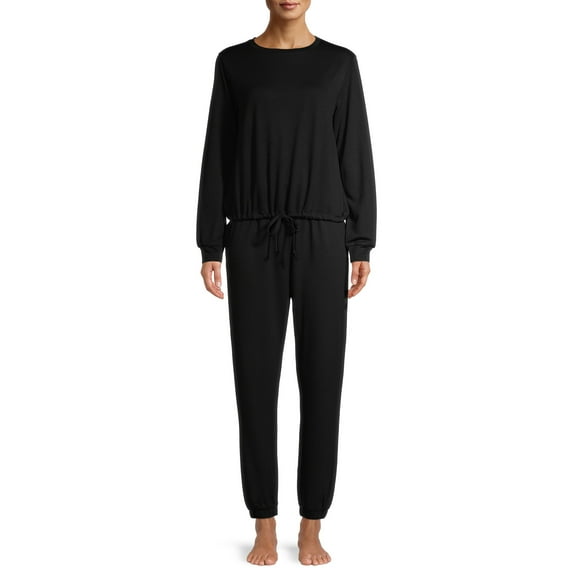 Lissome Women's and Women's Plus L/S French Terry 2-Piece PJ Set