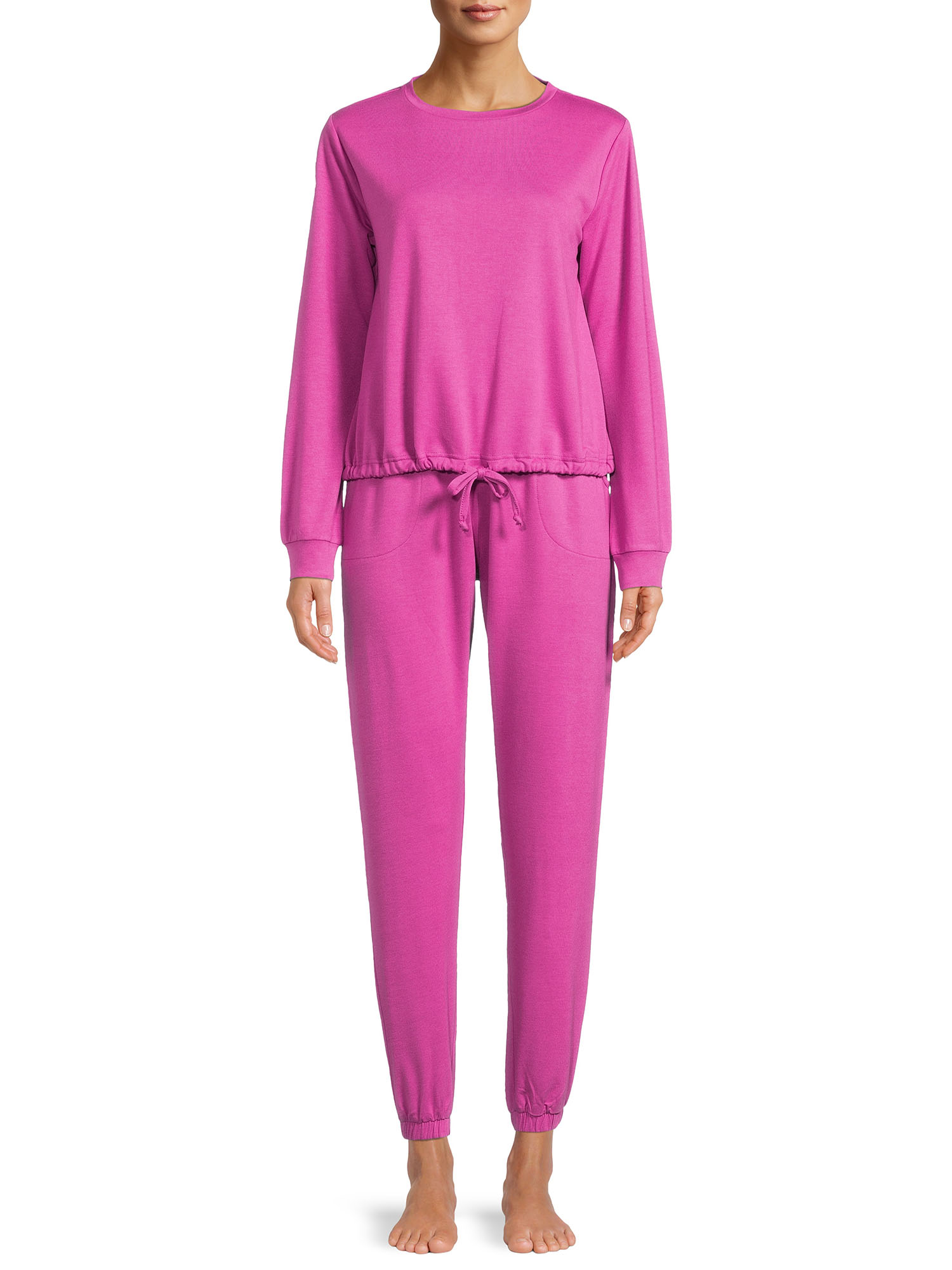 Lissome Women's and Women's Plus L/S French Terry 2-Piece PJ Set - image 1 of 6