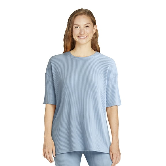 Lissome Women's and Women’s Plus Oversized Knit Tee and Bike Shorts Lounge Set, 2-Piece, Sizes S-4X