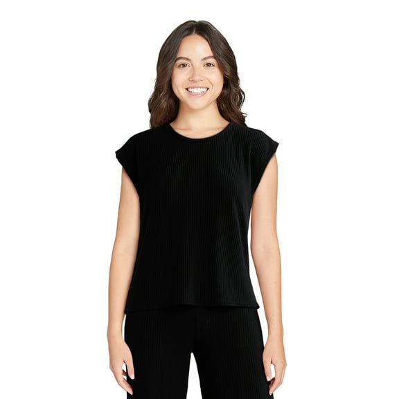 Lissome Women's and Women’s Plus Ribbed Top and Pants Lounge Set, 2-Piece, Sizes S-4X