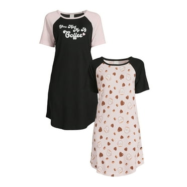 Lissome Women's and Women's Plus Size Hacci Sleepshirts with Short Sleeves, 2-Pack, Sizes S-4X