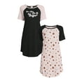 thumbnail image 1 of Lissome Women's and Women's Plus Size Hacci Sleepshirts with Short Sleeves, 2-Pack, Sizes S-4X, 1 of 5