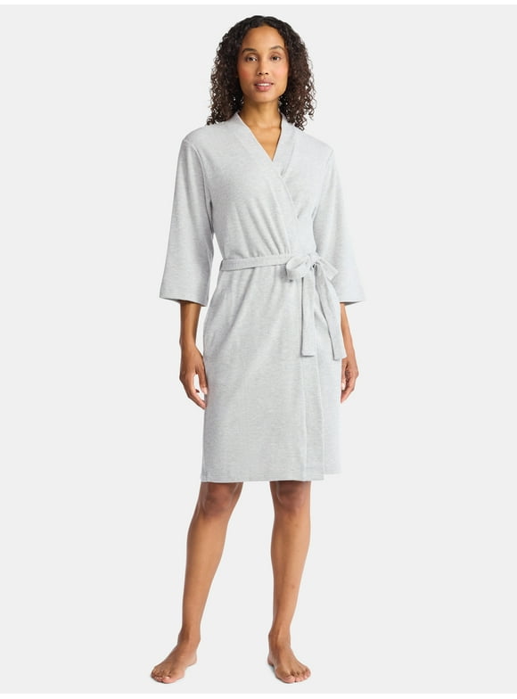 Women's and Women's Plus Size Waffle Knit Wrap Robe, Sizes S-4X