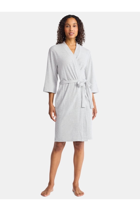 Women's and Women's Plus Size Waffle Knit Wrap Robe, Sizes S-4X