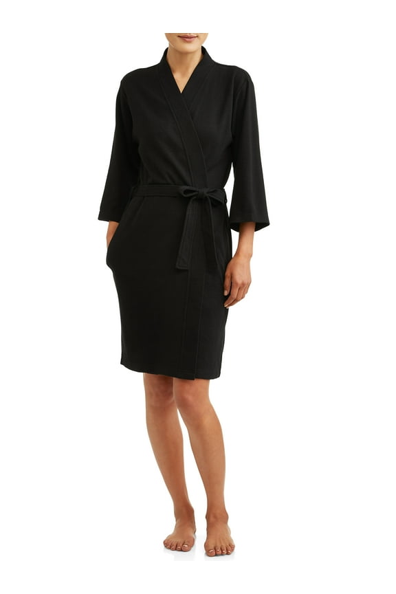 Women's and Women's Plus Size Waffle Knit Wrap Robe