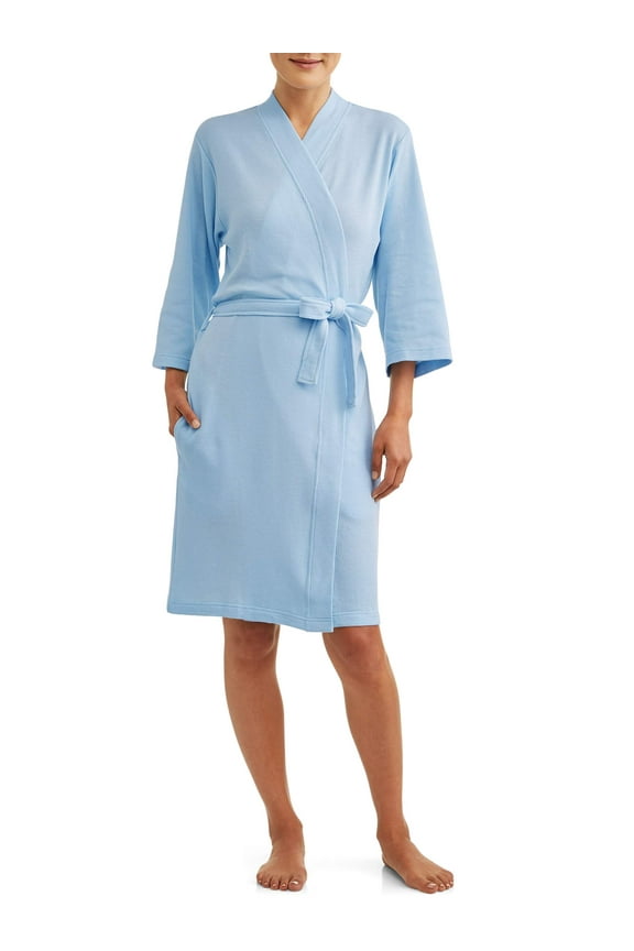 Women's and Women's Plus Size Waffle Knit Wrap Robe