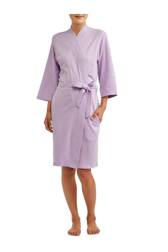 Women's and Women's Plus Size Waffle Knit Wrap Robe