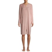 Lissome Women's and Women's Plus Size Zip Front Diamond Fleece Breakfast Gown with Long Sleeves