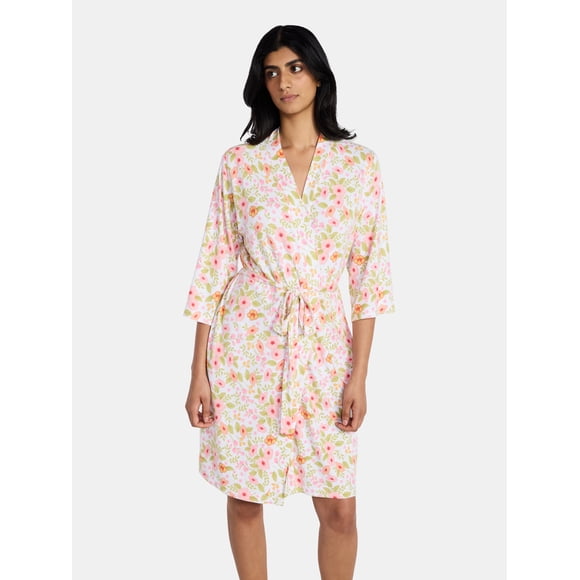 Lissome Women's Ultra Soft Stretchy Knit Belted Wrap Robe, Sizes S-3X