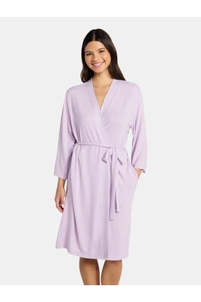Women's Ultra Soft Stretchy Knit Belted Wrap Robe, Sizes S-3X