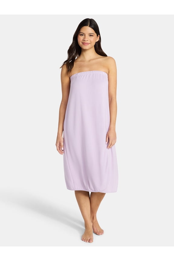 Women's Ultra Soft Stretch Knit Strapless Snap Closure Bath Wrap, Sizes S-3X