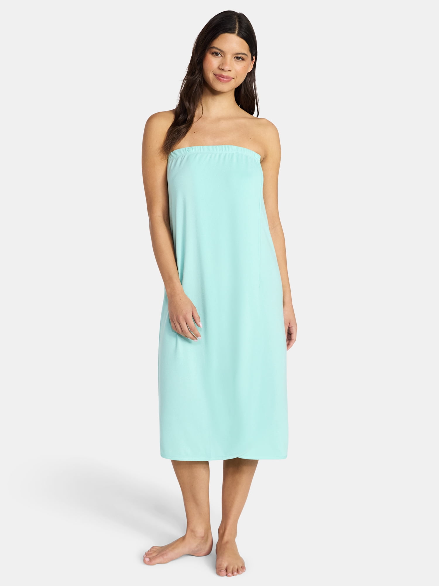 Lissome Women's Ultra Soft Stretch Knit Strapless Snap Closure Bath Wrap, Sizes S-3X