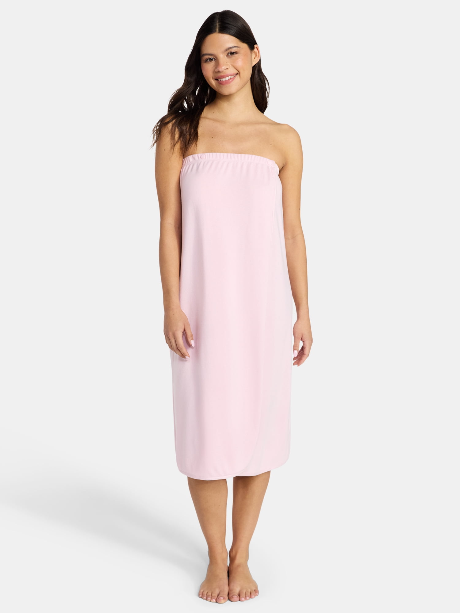 Lissome Women's Ultra Soft Stretch Knit Strapless Snap Closure Bath Wrap, Sizes S-3X
