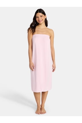 Women's Strapless Ultra Soft Stretch Snap Closure Knit Bath Wrap, Sizes S-3X
