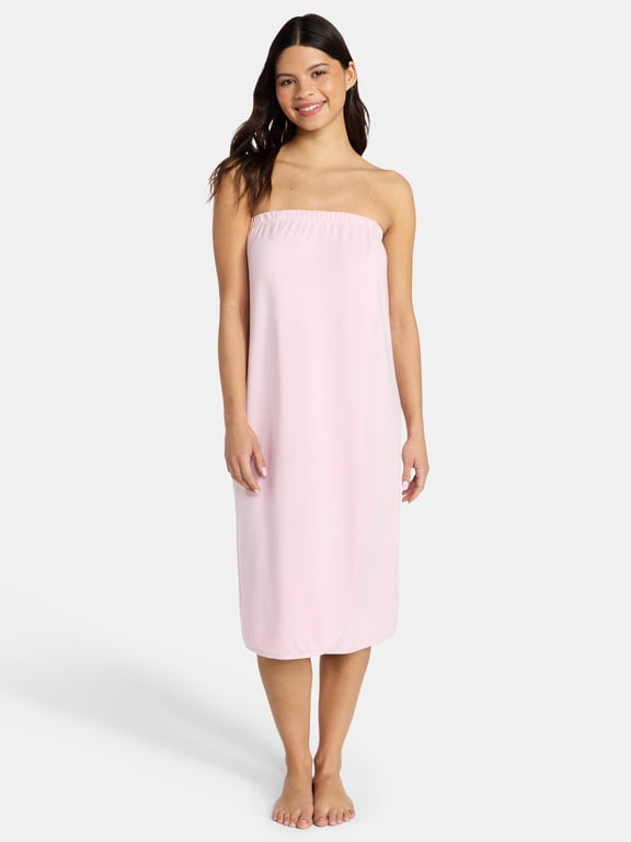 Women's Strapless Ultra Soft Stretch Snap Closure Knit Bath Wrap, Sizes S-3X