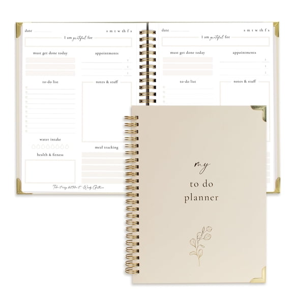 To Do List Notebook, Daily Planner for Women, Undated Productivity Planner with Task Lists, Notes, Health Tracker, Meal Planner, Office Supplies, Beige